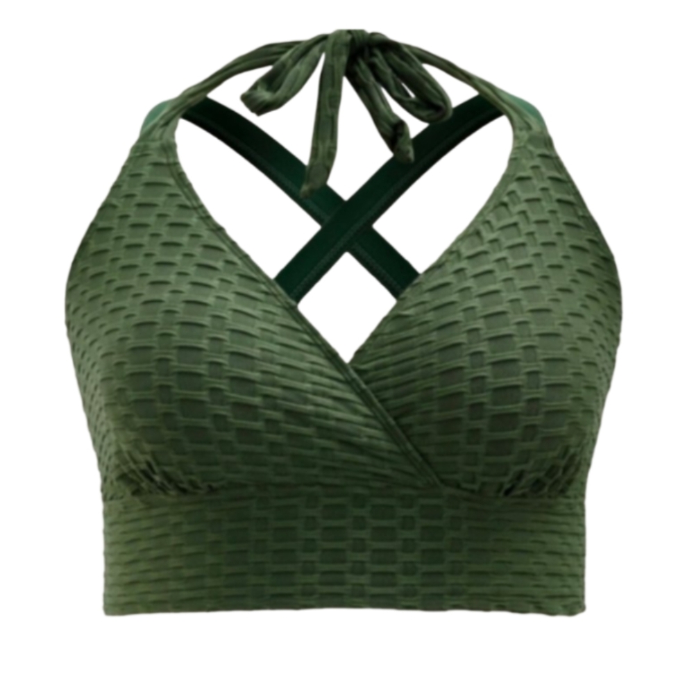 Bloomchic Swim Bra Top Swim Suit Support Bathing Suit Green Size 22